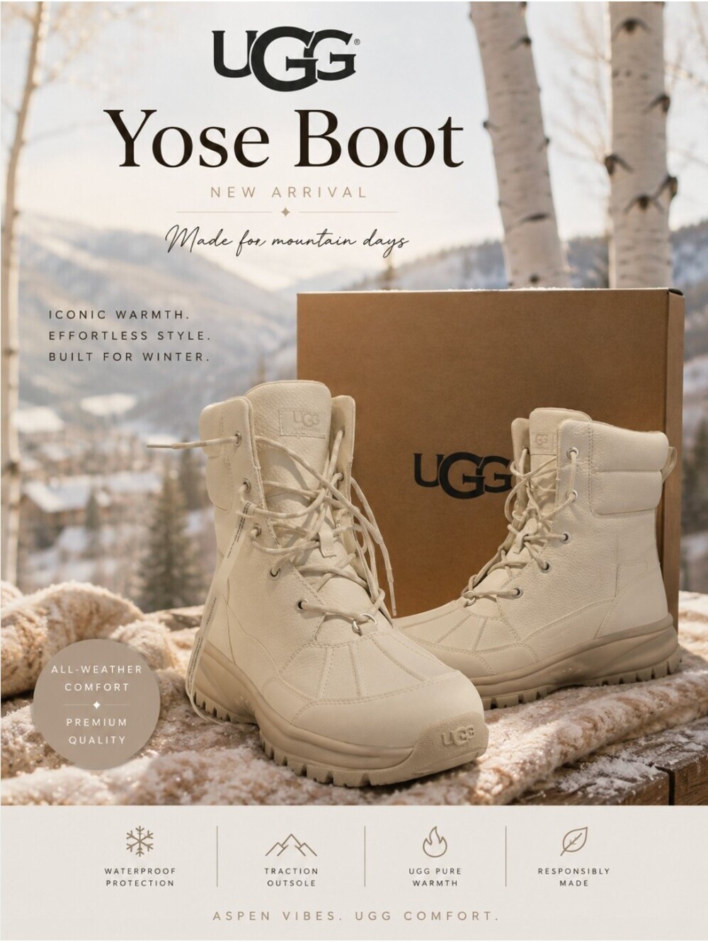 NWB Ugg Yose White Boots
